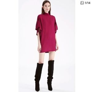 IRO Theifya Cape Sleeve High Neck Flutter Sleeve Tunic Dress